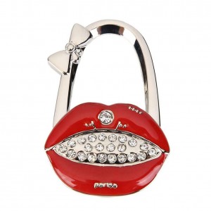 Sparkling Sexy Red Lip Crystal Handbag Hook