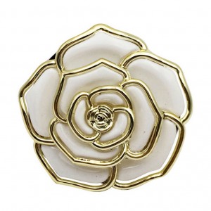 Golden White Rose Flower Handbag Hook